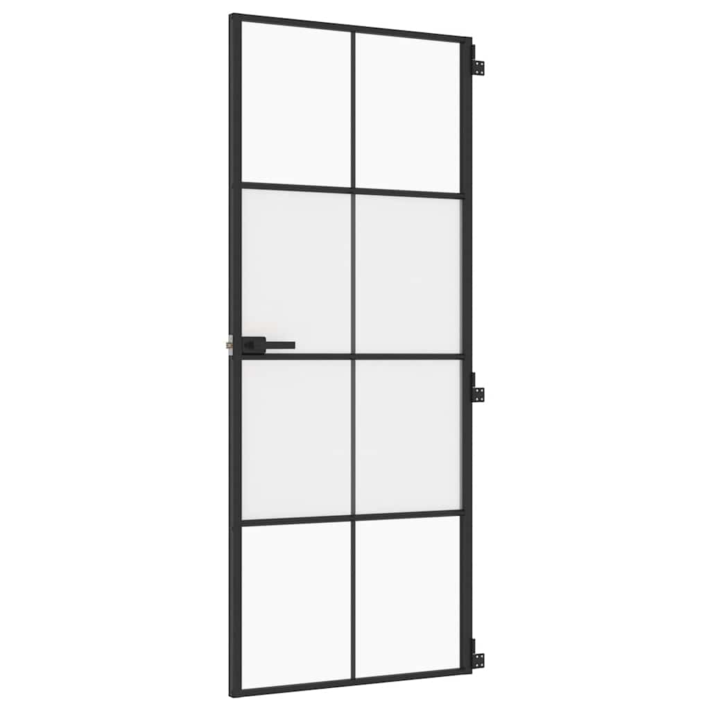 Sisäovi Ohut Musta 83X201,5 Cm Karkaistu Lasi Ja Alumiini