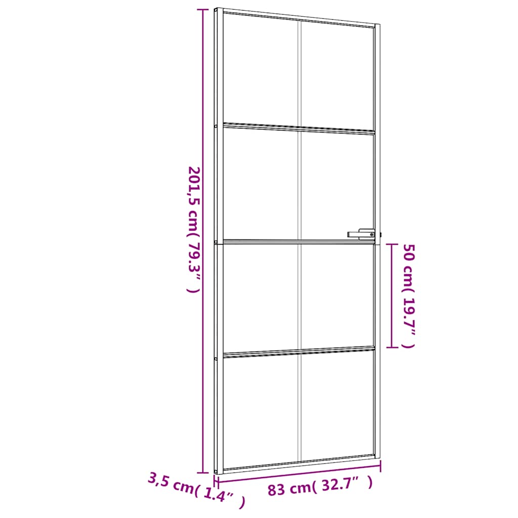 Sisäovi Ohut Musta 83X201,5 Cm Karkaistu Lasi Ja Alumiini