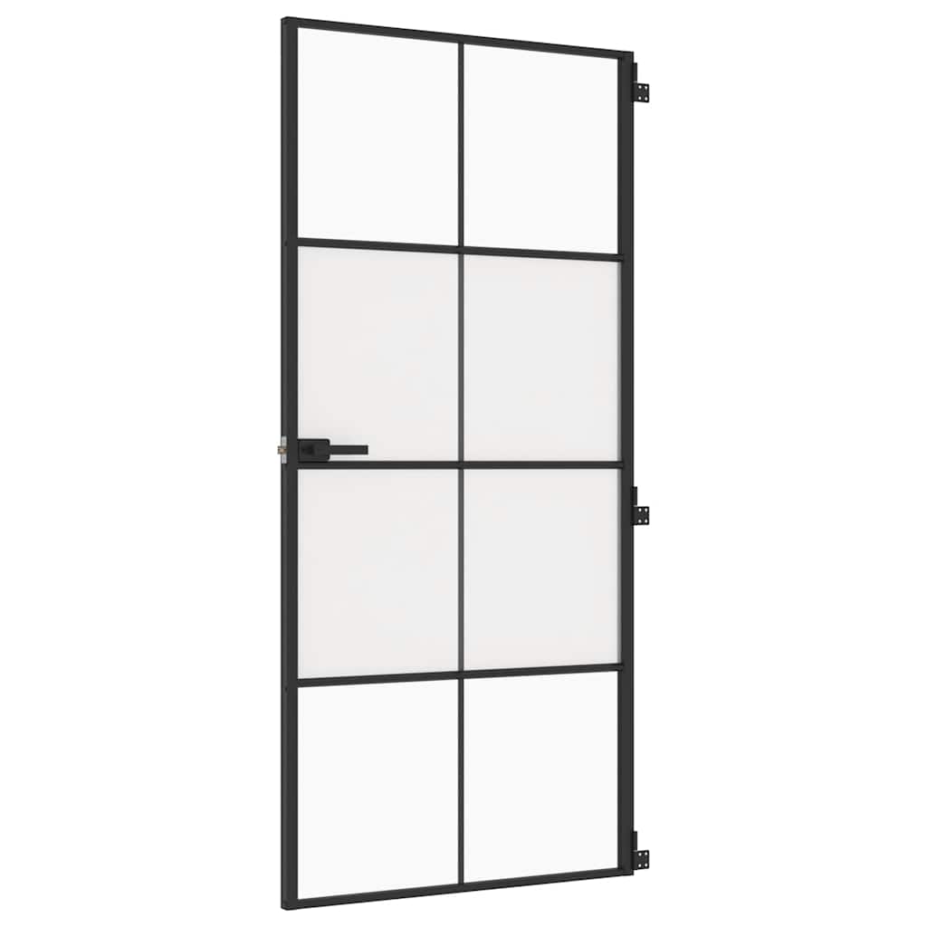 Sisäovi Ohut Musta 93X201,5 Cm Karkaistu Lasi Ja Alumiini