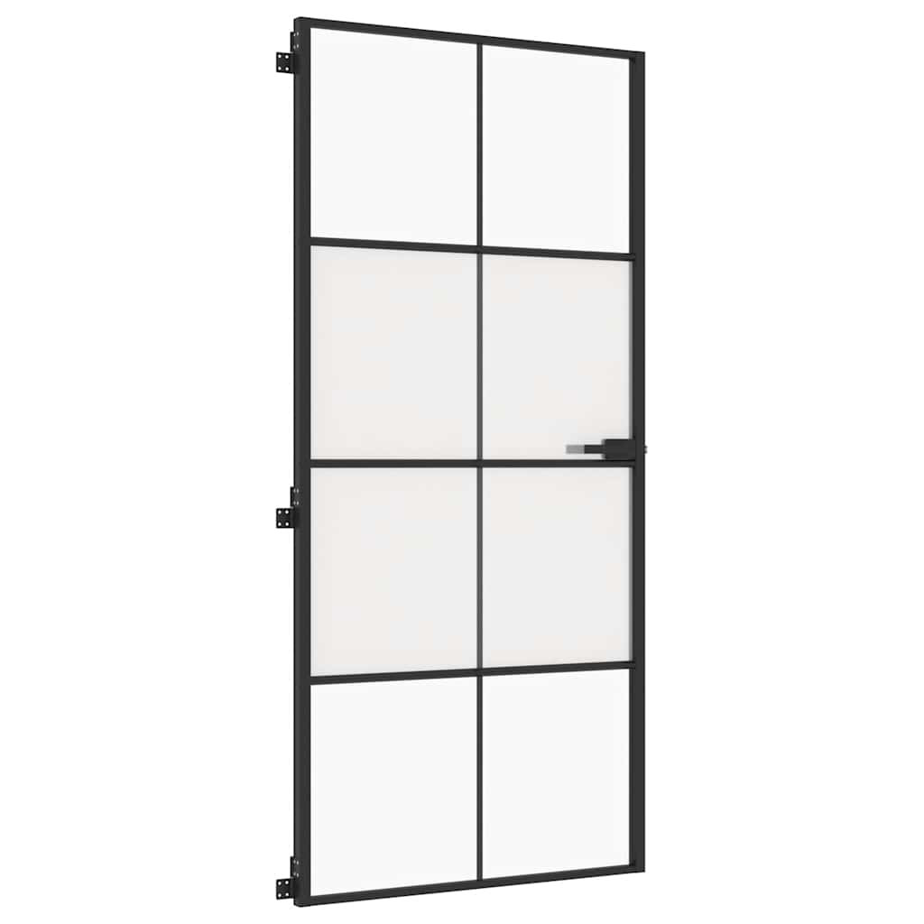 Sisäovi Ohut Musta 93X201,5 Cm Karkaistu Lasi Ja Alumiini
