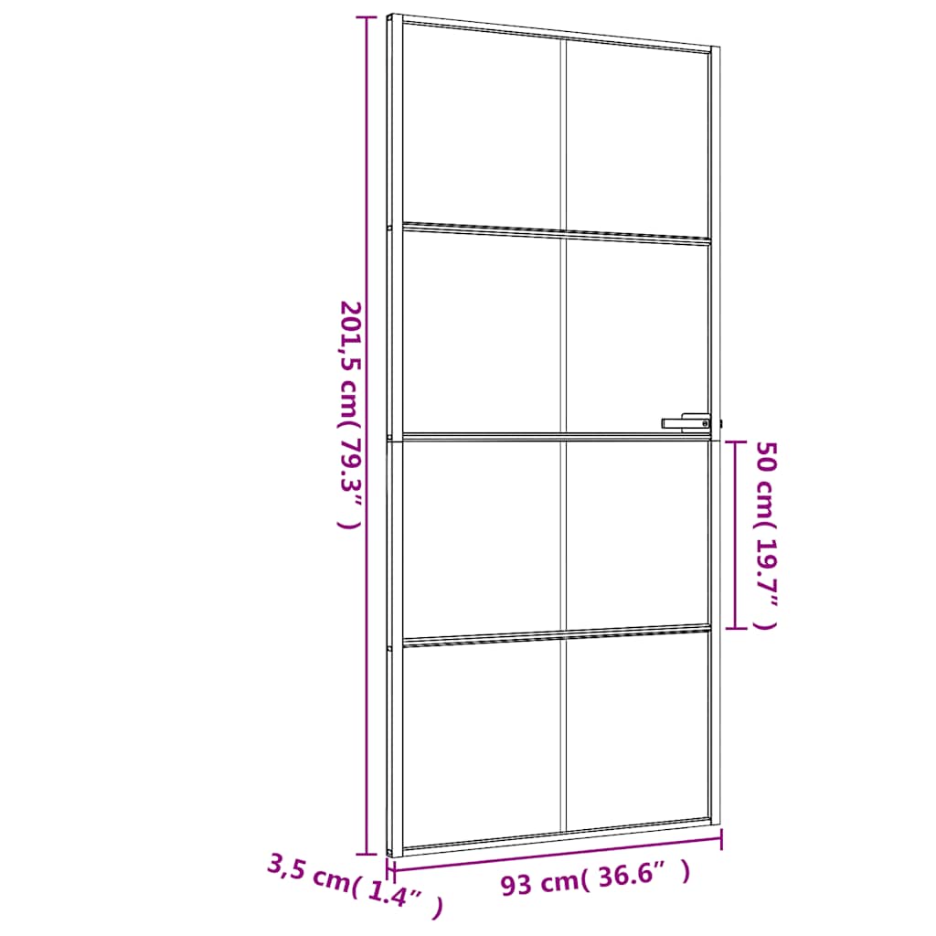 Sisäovi Ohut Musta 93X201,5 Cm Karkaistu Lasi Ja Alumiini