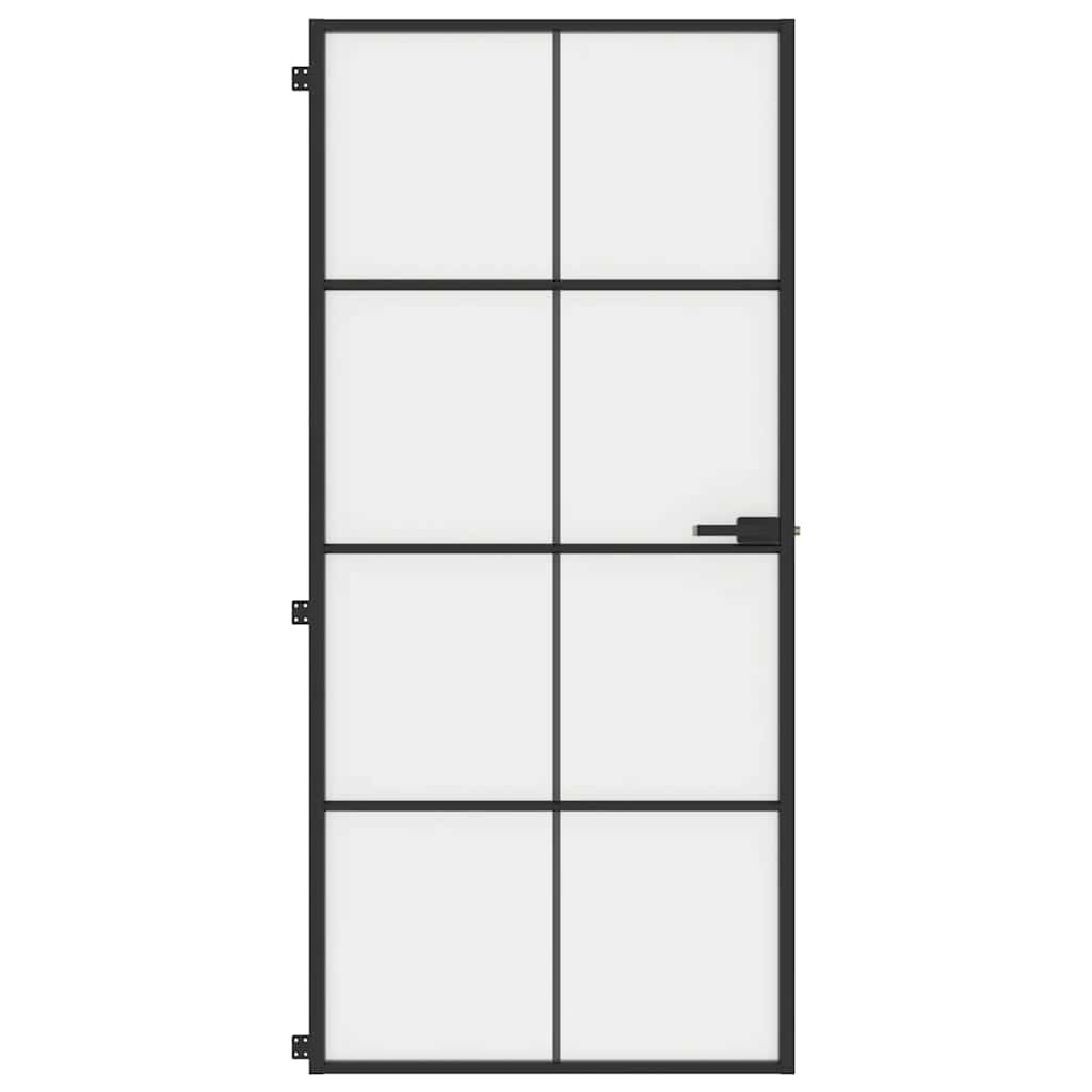 Sisäovi Ohut Musta 93X201,5 Cm Karkaistu Lasi Ja Alumiini