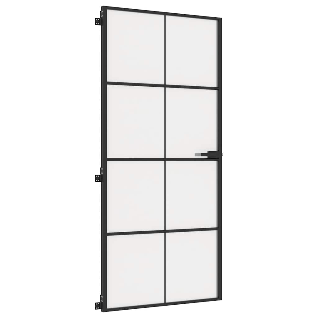 Sisäovi Ohut Musta 93X201,5 Cm Karkaistu Lasi Ja Alumiini