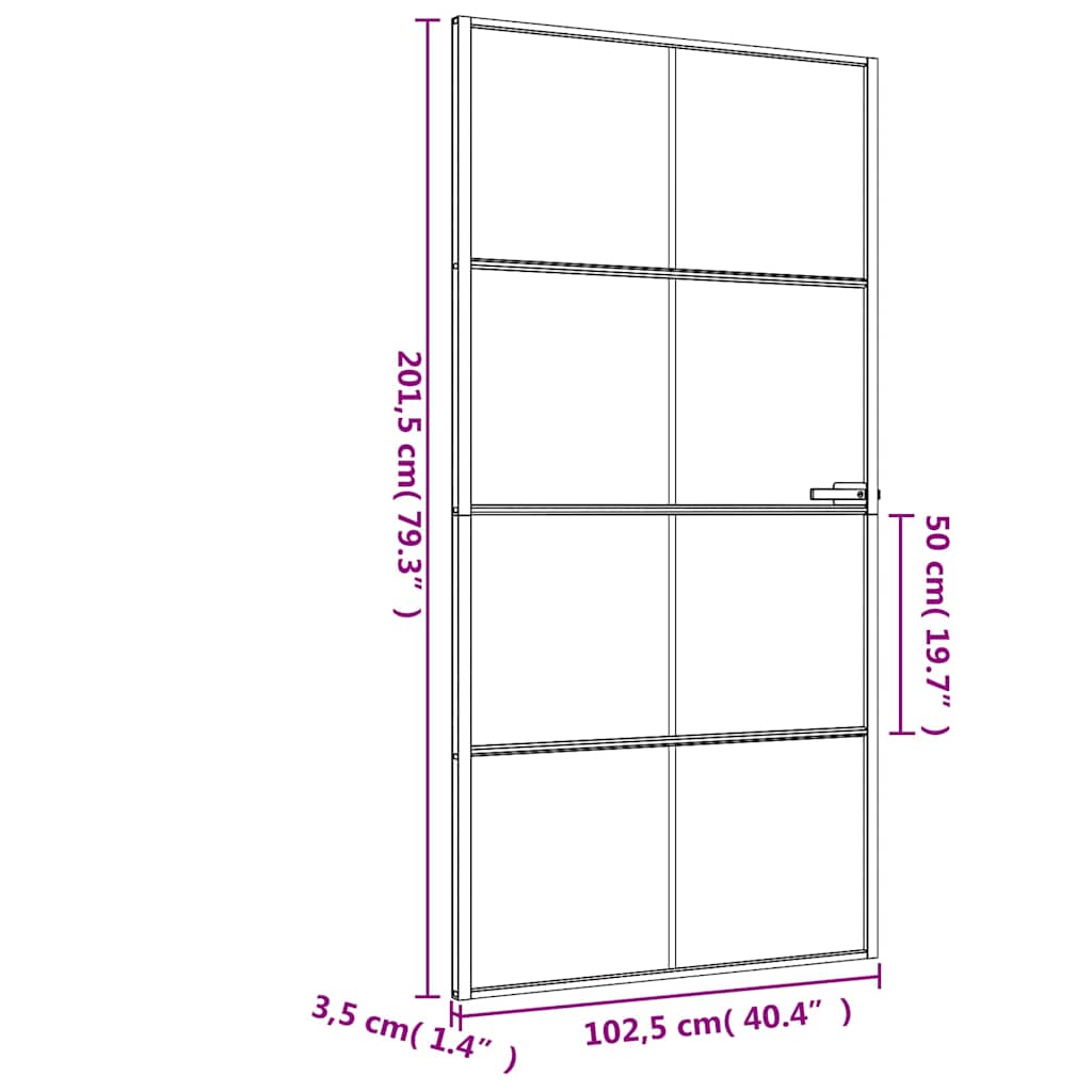 Sisäovi Ohut Musta 102,5X201,5 Cm Karkaistu Lasi Ja Alumiini