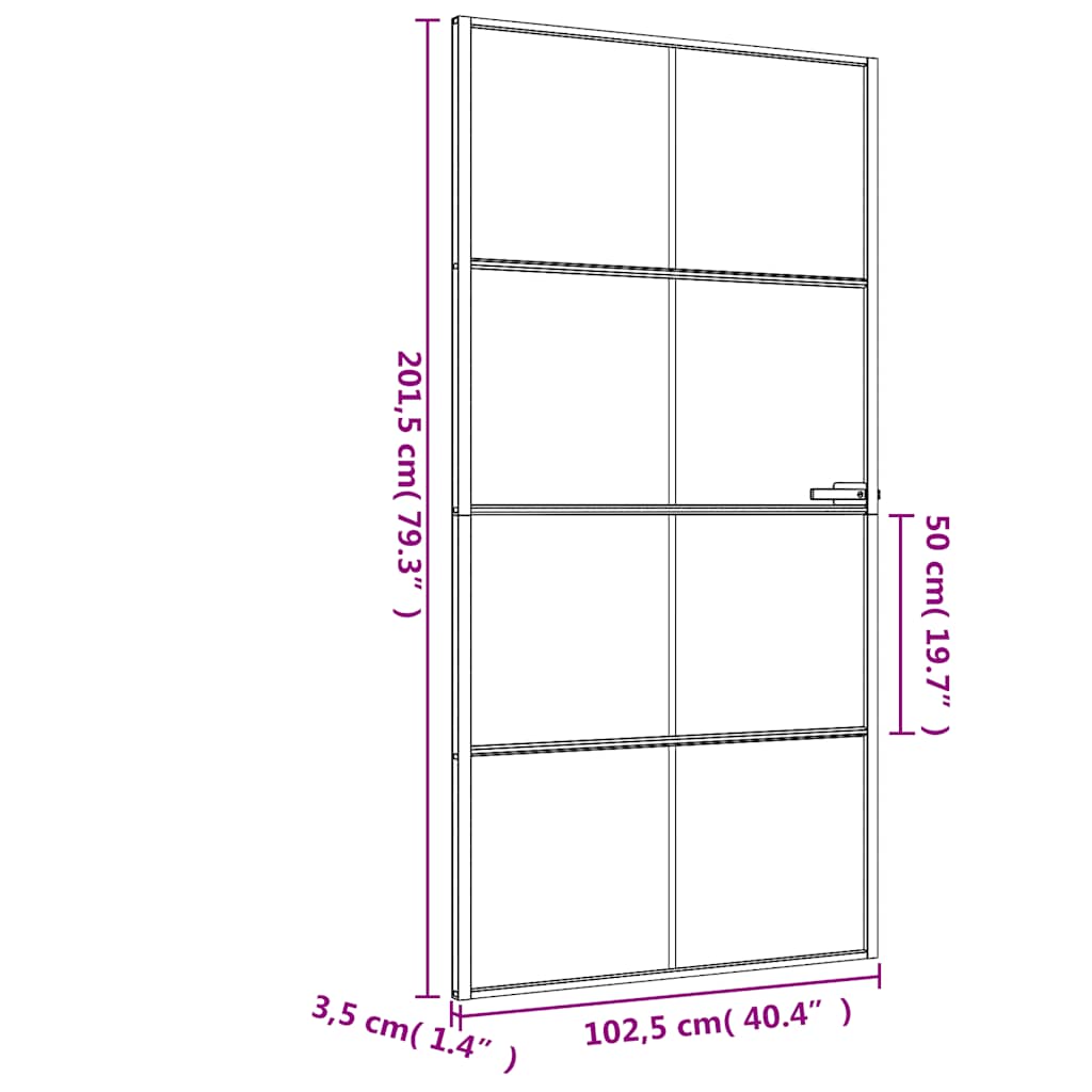 Sisäovi Ohut Musta 102,5X201,5 Cm Karkaistu Lasi Ja Alumiini