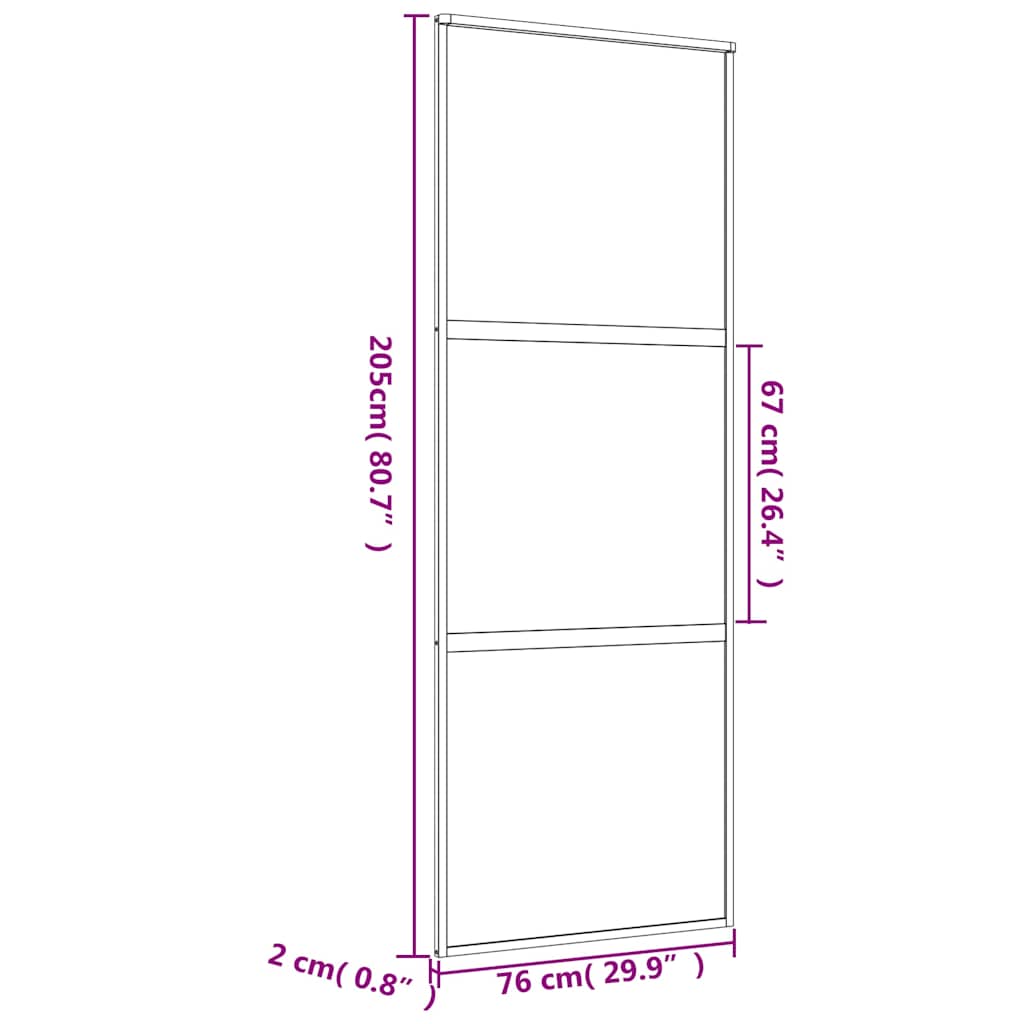 Liukuovi Kulta 76X205 Cm Kirkas Esg-Lasi Ja Alumiini