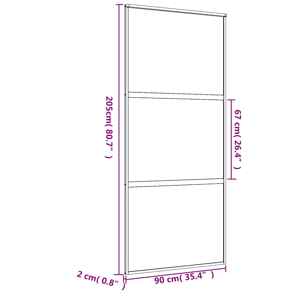 Liukuovi Kulta 90X205 Cm Kirkas Esg-Lasi Ja Alumiini