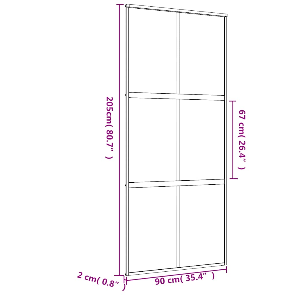 Liukuovi Kulta 90X205 Cm Kirkas Esg-Lasi Ja Alumiini