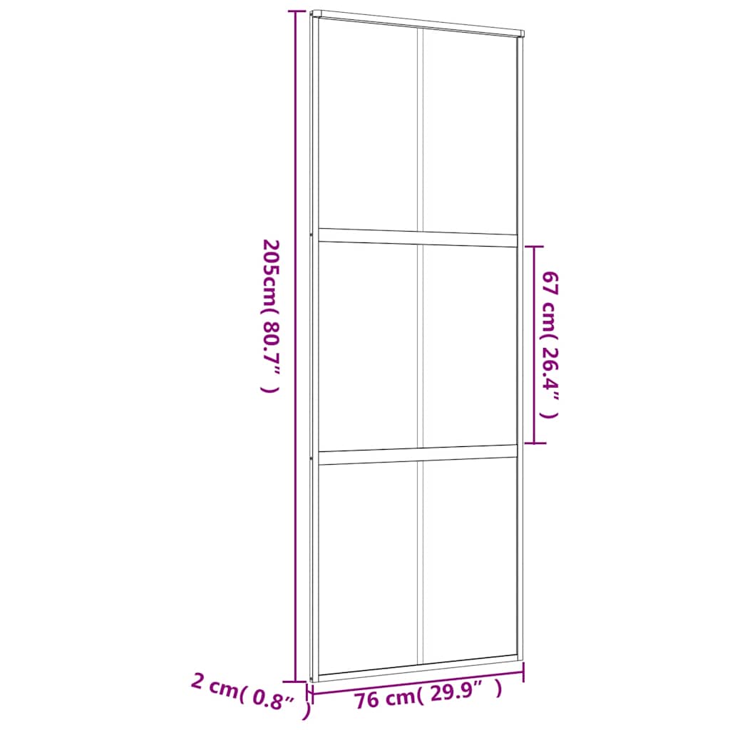Liukuovi Kulta 76X205 Cm Himmeä Esg-Lasi Ja Alumiini
