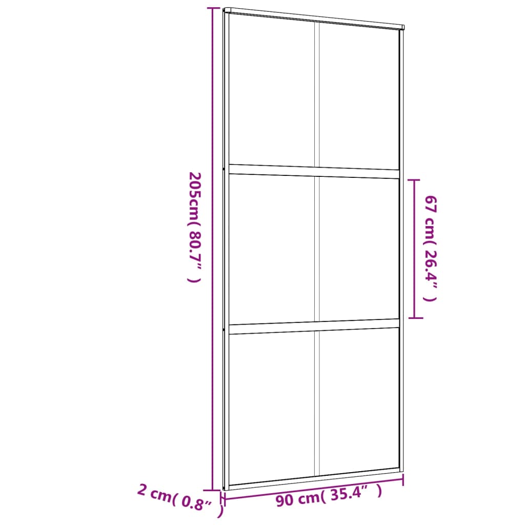 Liukuovi Kulta 90X205 Cm Himmeä Esg-Lasi Ja Alumiini