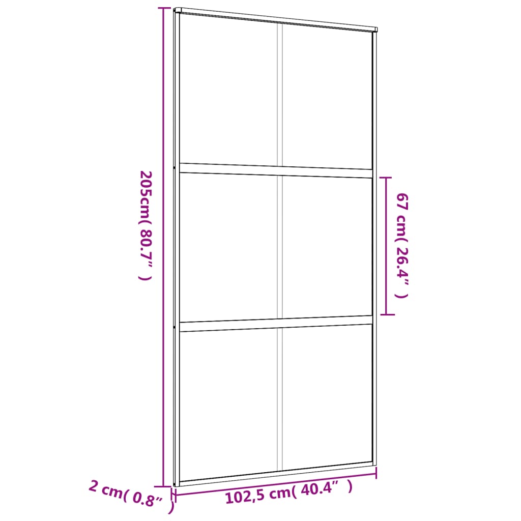 Liukuovi Kulta 102,5X205 Cm Himmeä Esg-Lasi Ja Alumiini