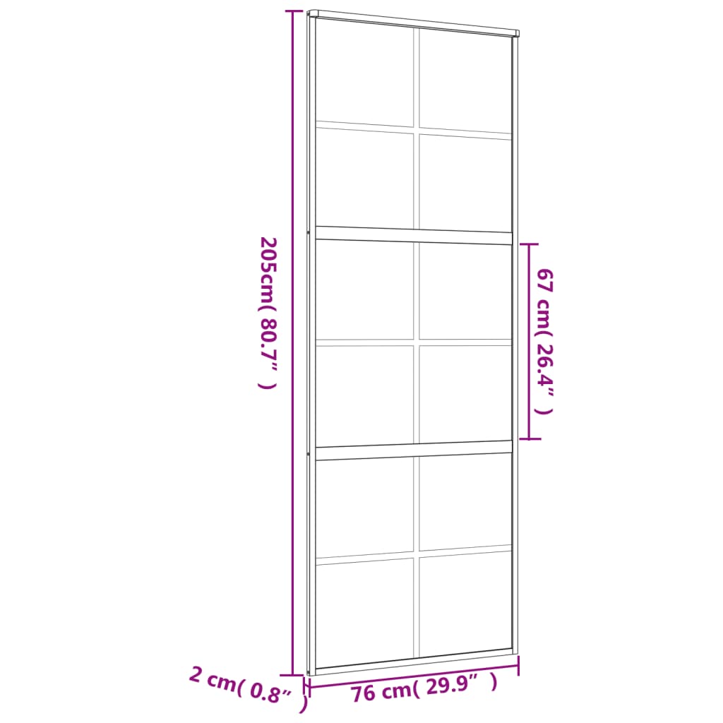 Liukuovi Kulta 76X205 Cm Kirkas Esg-Lasi Ja Alumiini