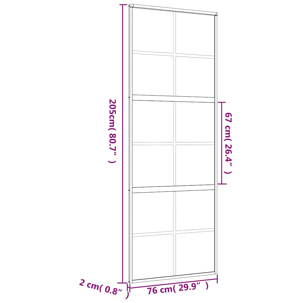 Liukuovi Kulta 76X205 Cm Kirkas Esg-Lasi Ja Alumiini