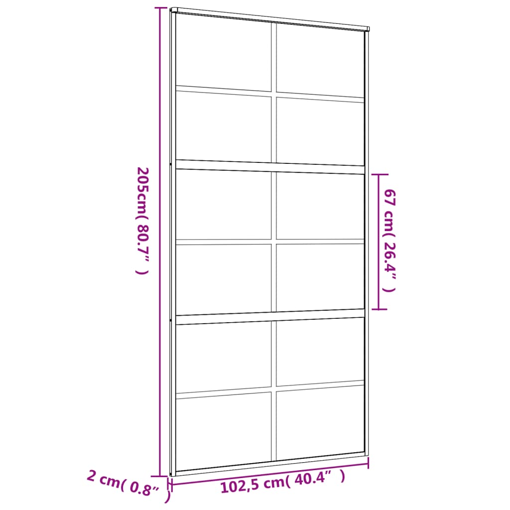 Liukuovi Kulta 102,5X205 Cm Kirkas Esg-Lasi Ja Alumiini