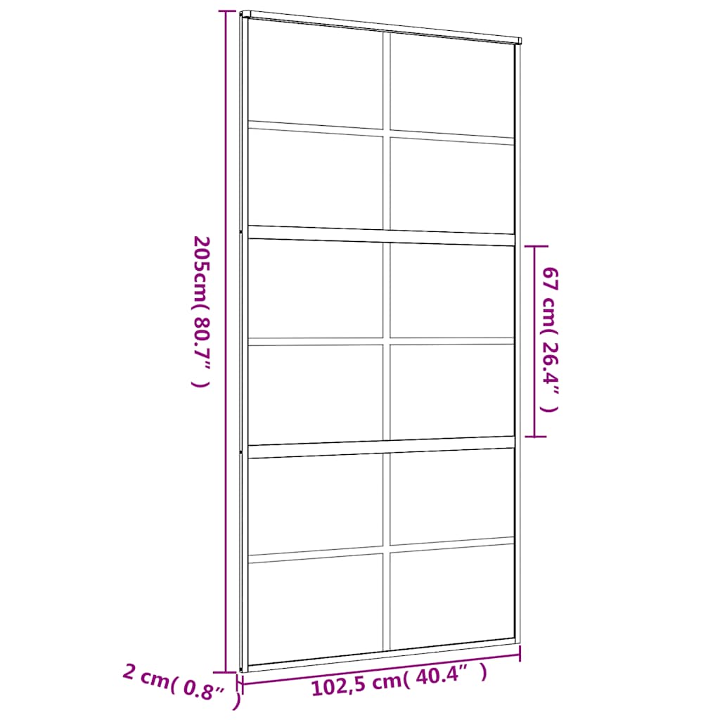 Liukuovi Kulta 102,5X205 Cm Himmeä Esg-Lasi Ja Alumiini
