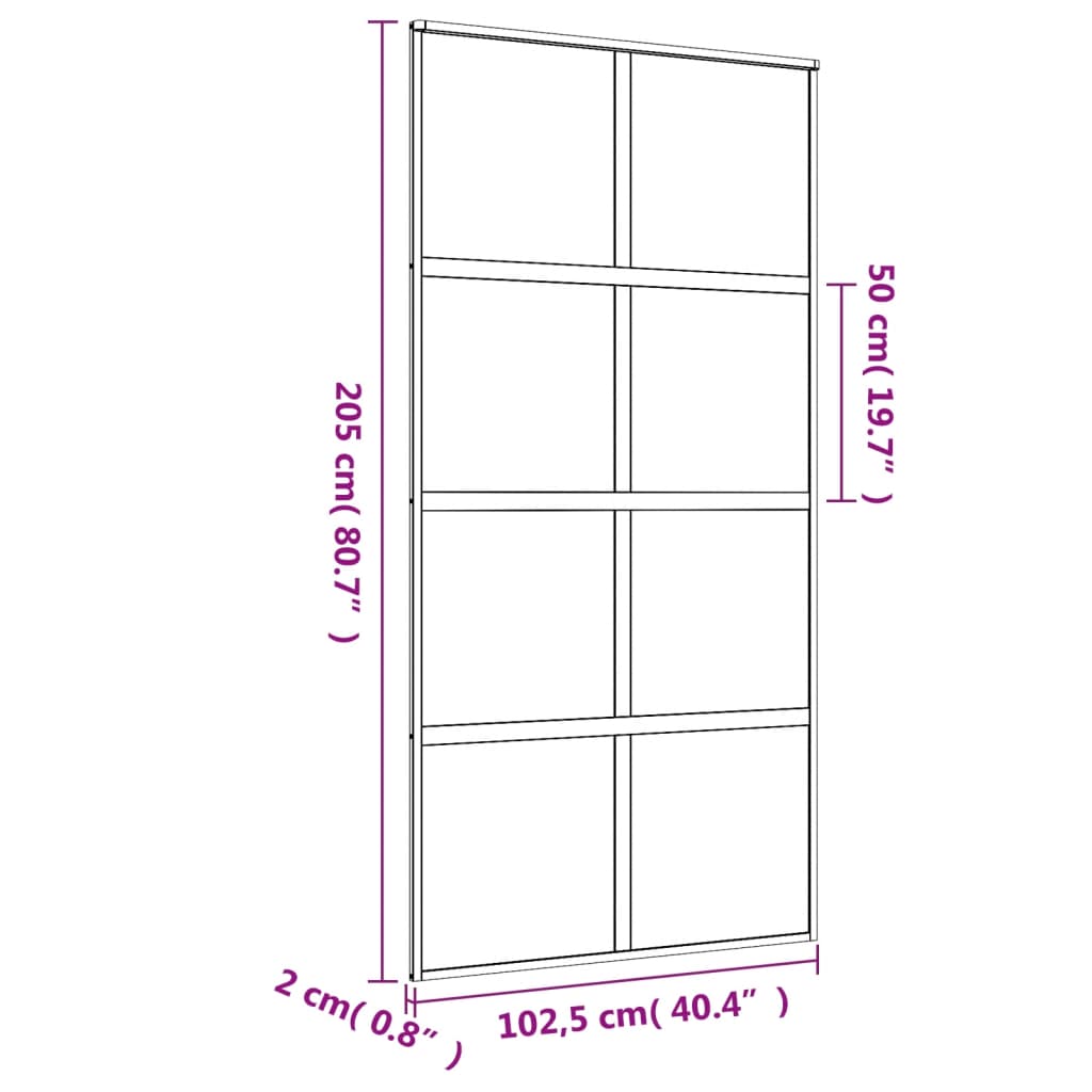 Liukuovi Kulta 102,5X205 Cm Kirkas Esg-Lasi Ja Alumiini