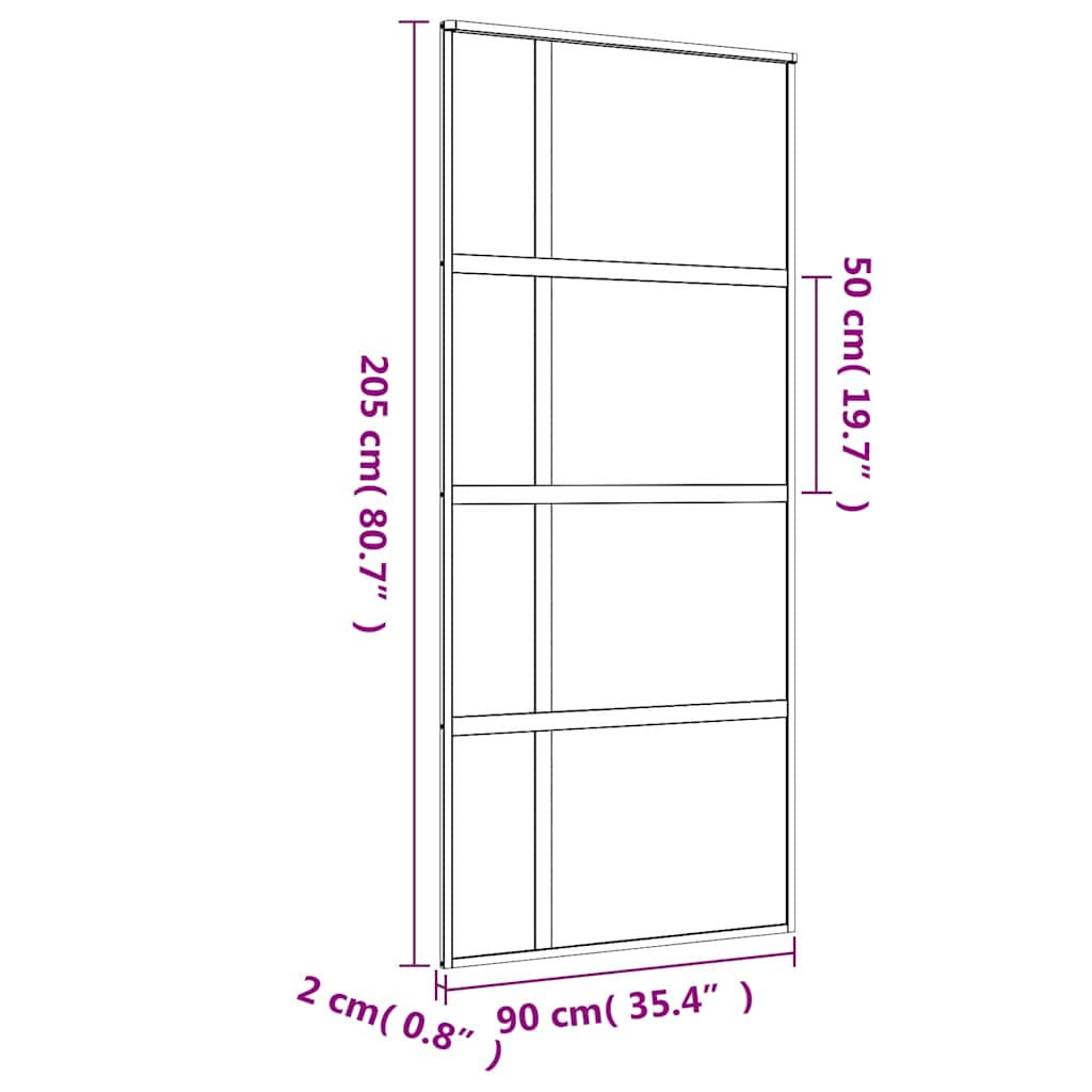 Liukuovi Kulta 90X205 Cm Kirkas Esg-Lasi Ja Alumiini