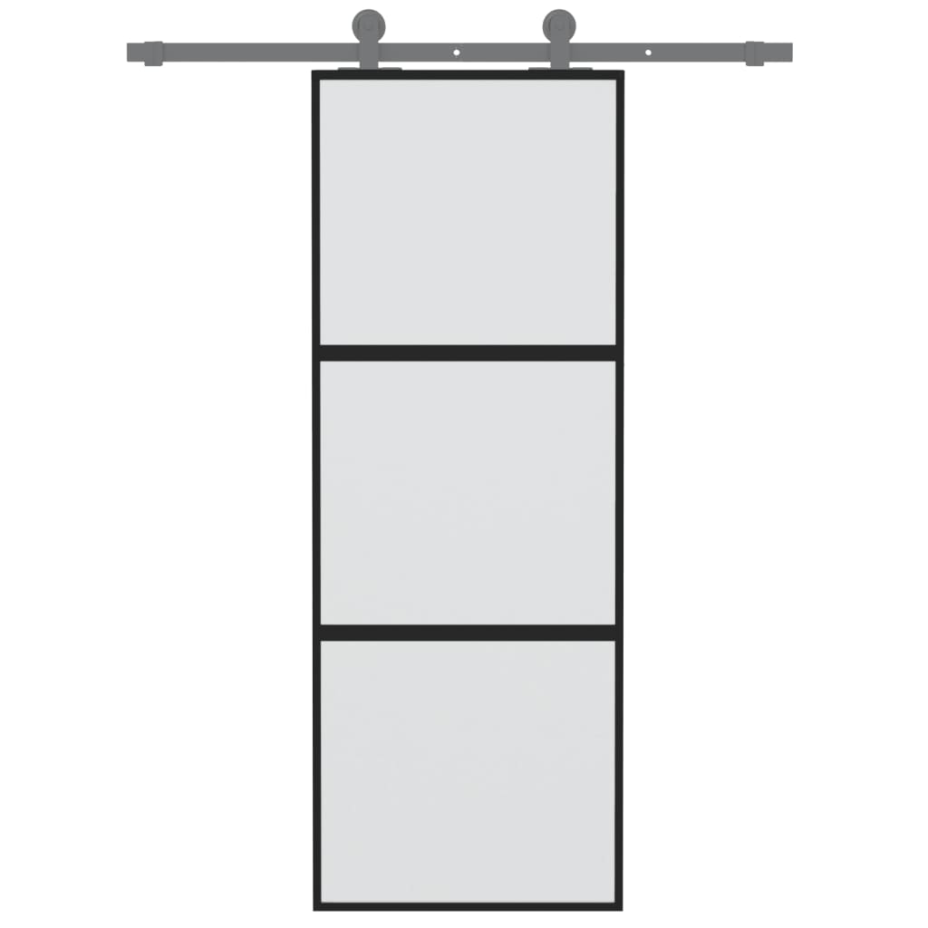 Liukuovi Musta 76X205 Cm Karkaistu Lasi Ja Alumiini