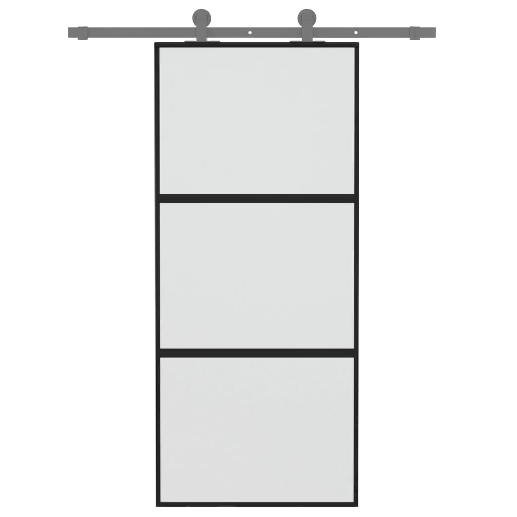 Liukuovi Musta 90X205 Cm Karkaistu Lasi Ja Alumiini