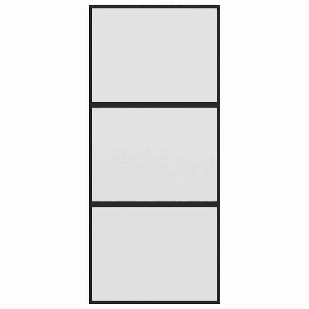 Liukuovi Musta 90X205 Cm Karkaistu Lasi Ja Alumiini