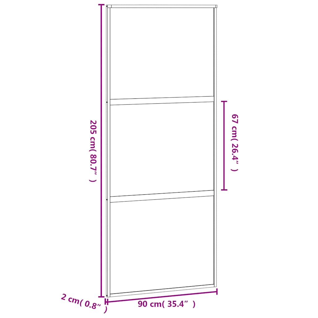Liukuovi Musta 90X205 Cm Karkaistu Lasi Ja Alumiini