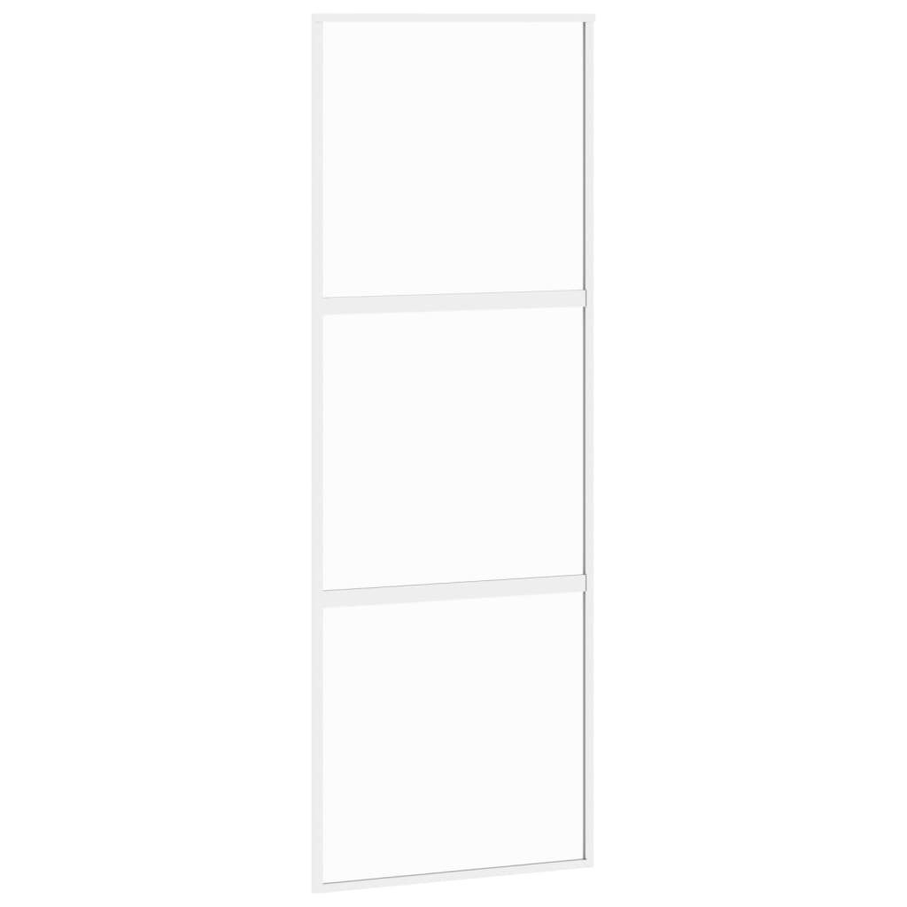 Liukuovi Valkoinen 76X205 Cm Karkaistu Lasi Ja Alumiini