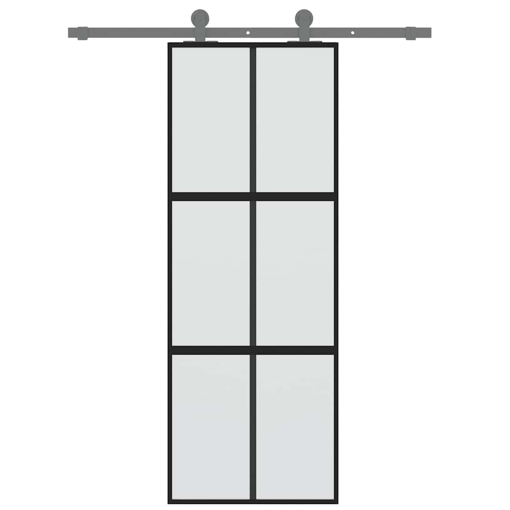 Liukuovi Musta 76X205 Cm Karkaistu Lasi Ja Alumiini