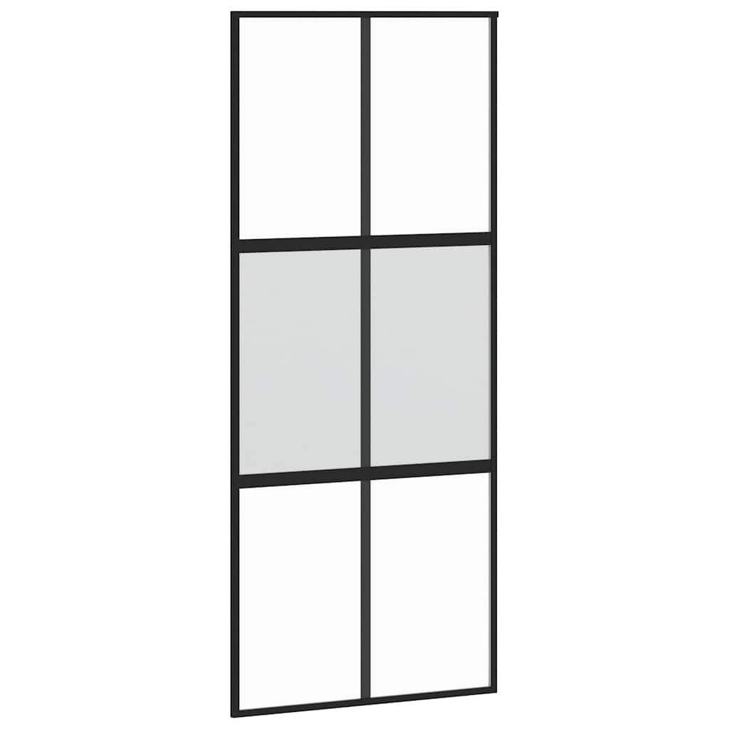 Liukuovi Musta 90X205 Cm Karkaistu Lasi Ja Alumiini