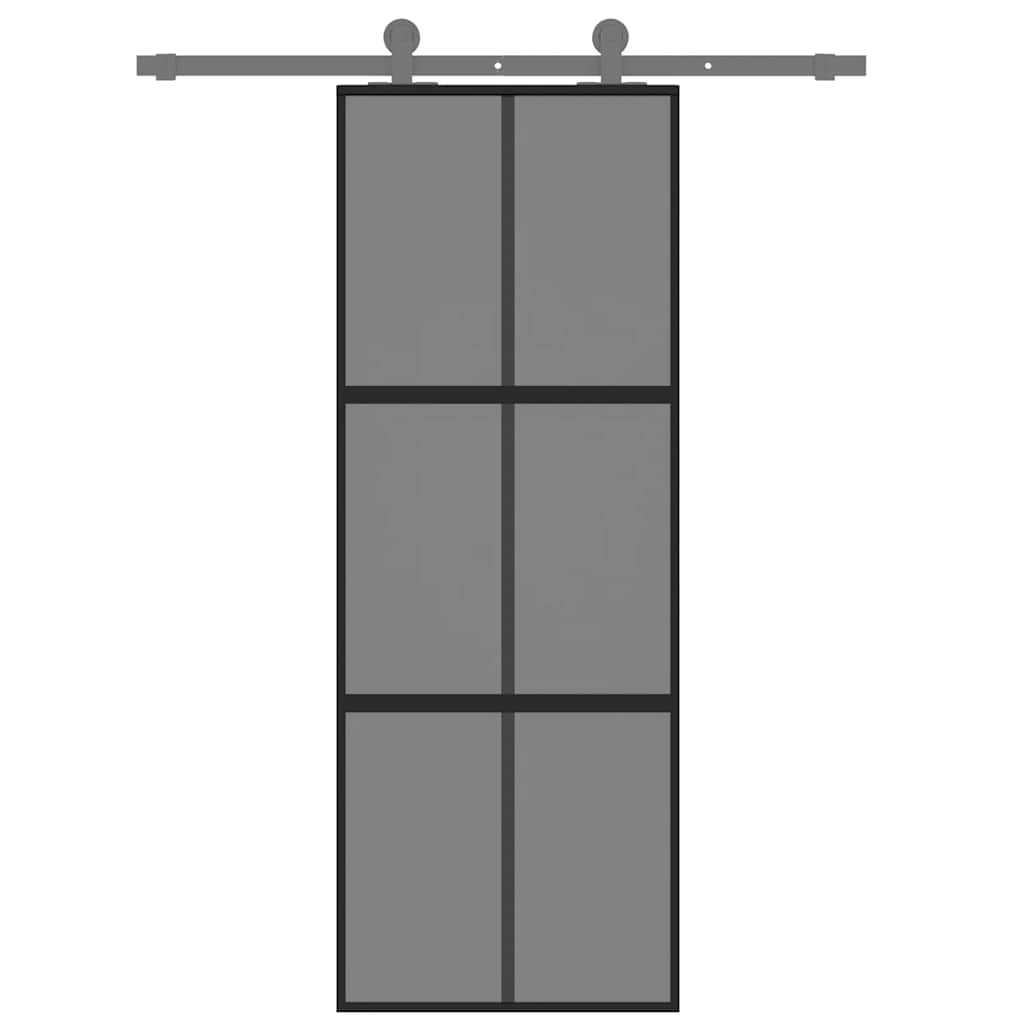 Liukuovi Musta 76X205 Cm Karkaistu Lasi Ja Alumiini