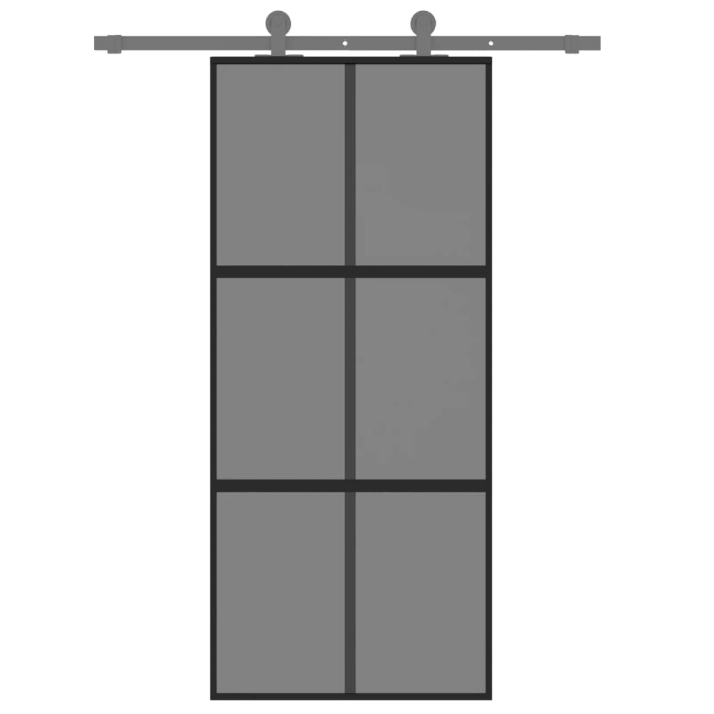 Liukuovi Musta 90X205 Cm Karkaistu Lasi Ja Alumiini