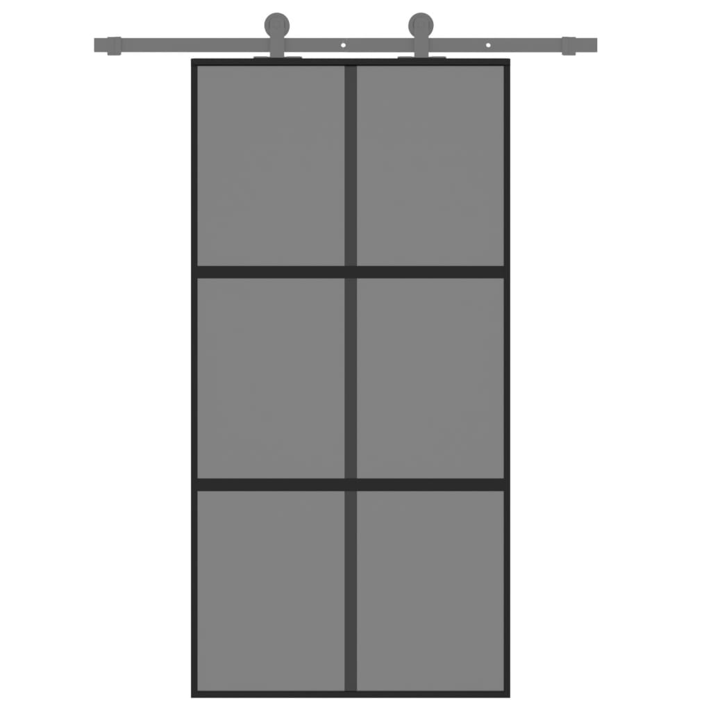 Liukuovi Musta 102,5X205 Cm Karkaistu Lasi Ja Alumiini