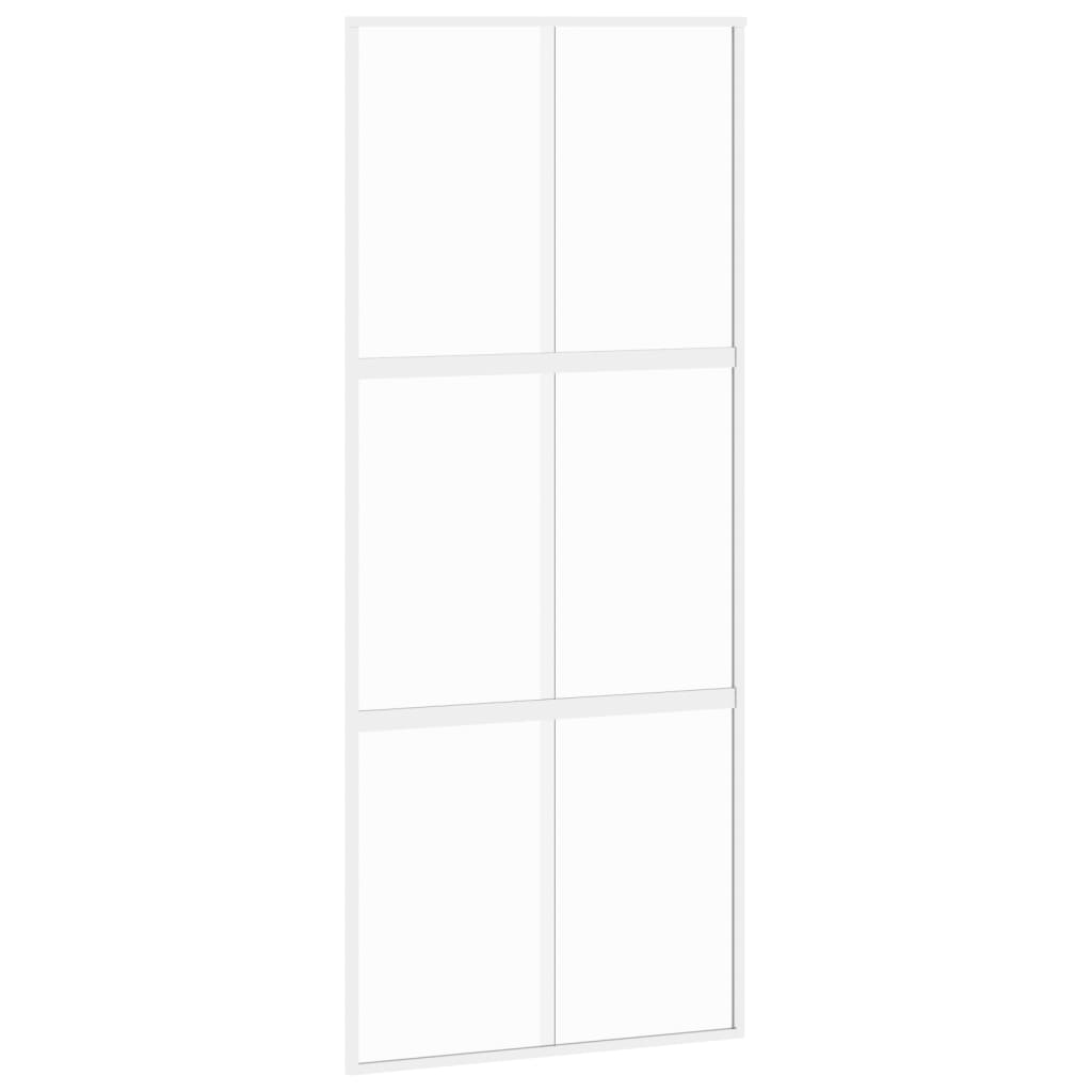 Liukuovi Valkoinen 90X205 Cm Karkaistu Lasi Ja Alumiini