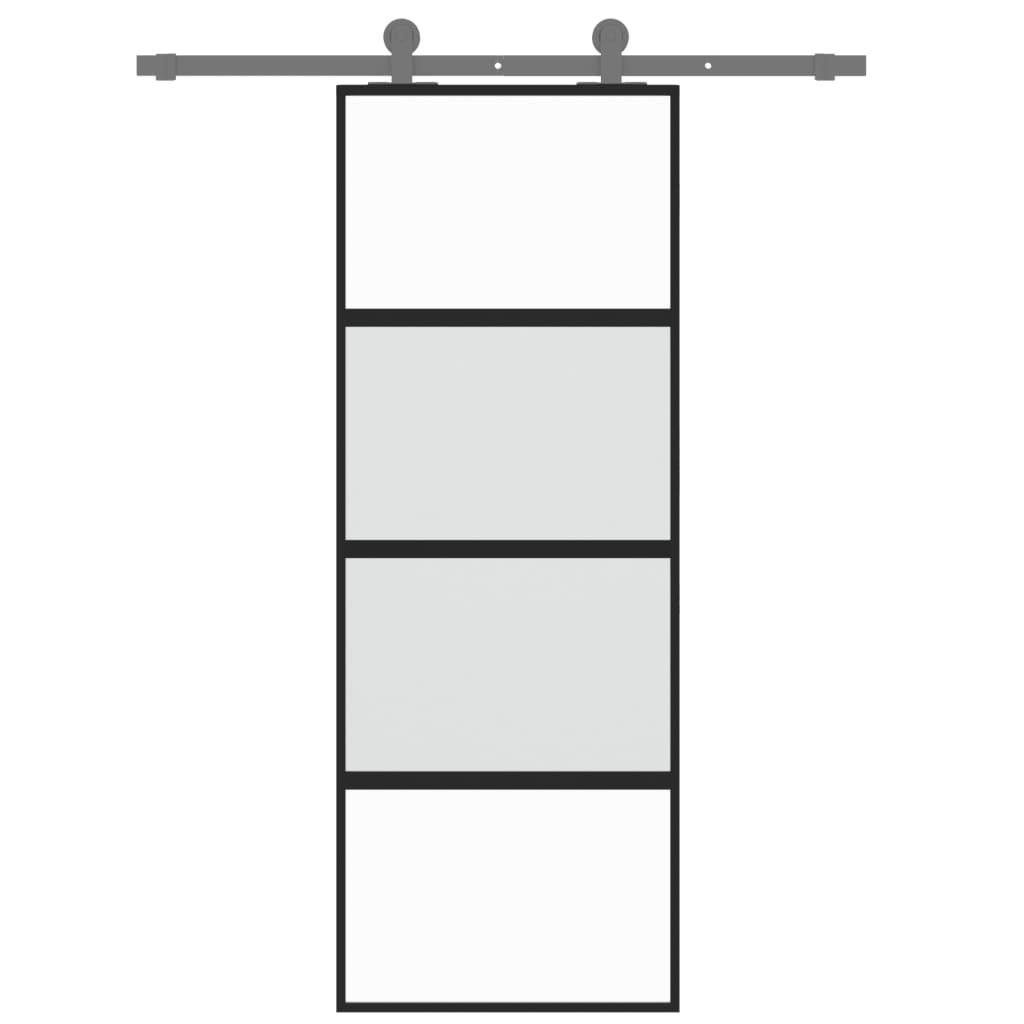 Liukuovi Musta 76X205 Cm Karkaistu Lasi Ja Alumiini