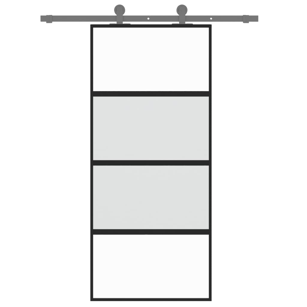 Liukuovi Musta 90X205 Cm Karkaistu Lasi Ja Alumiini