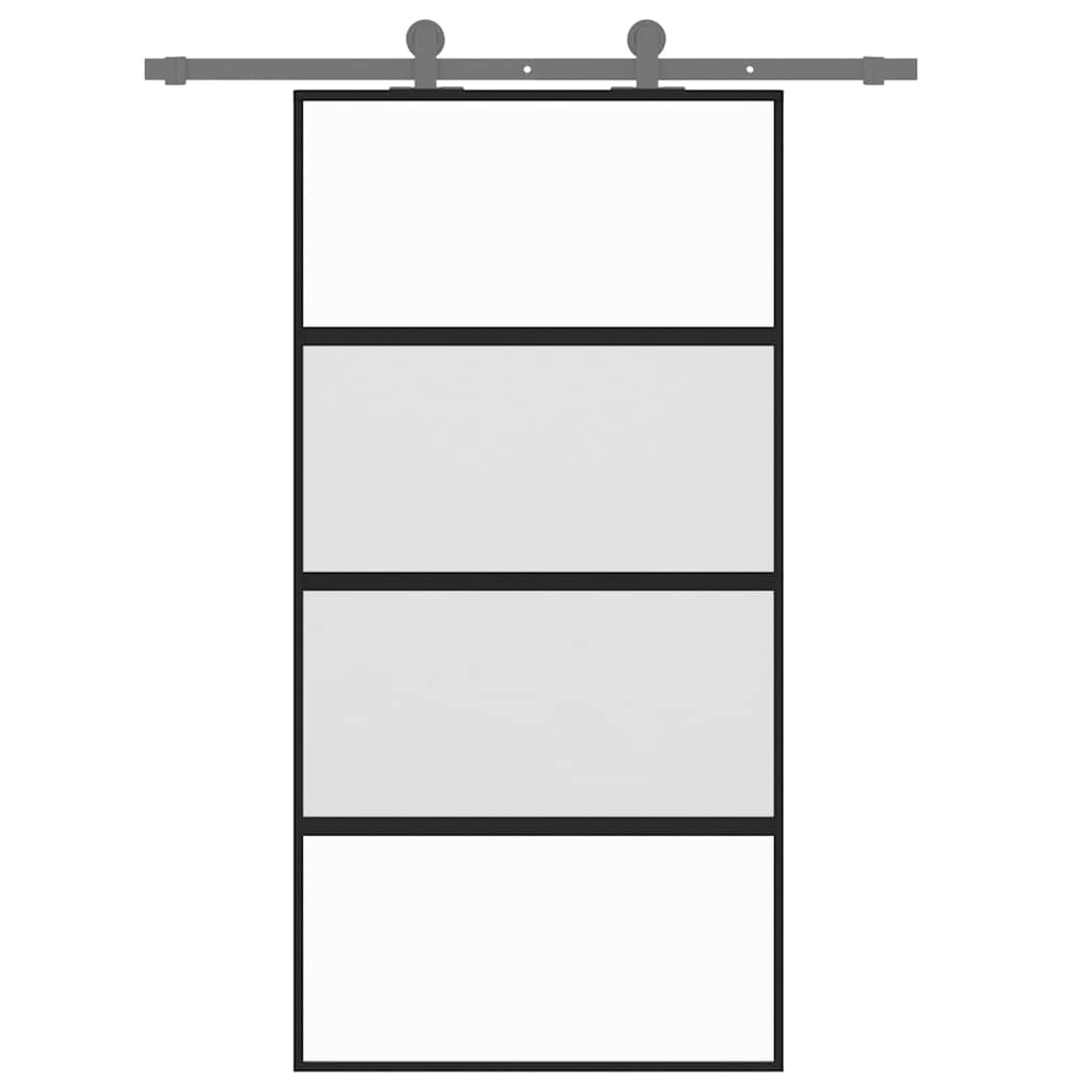 Liukuovi Musta 102,5X205 Cm Karkaistu Lasi Ja Alumiini