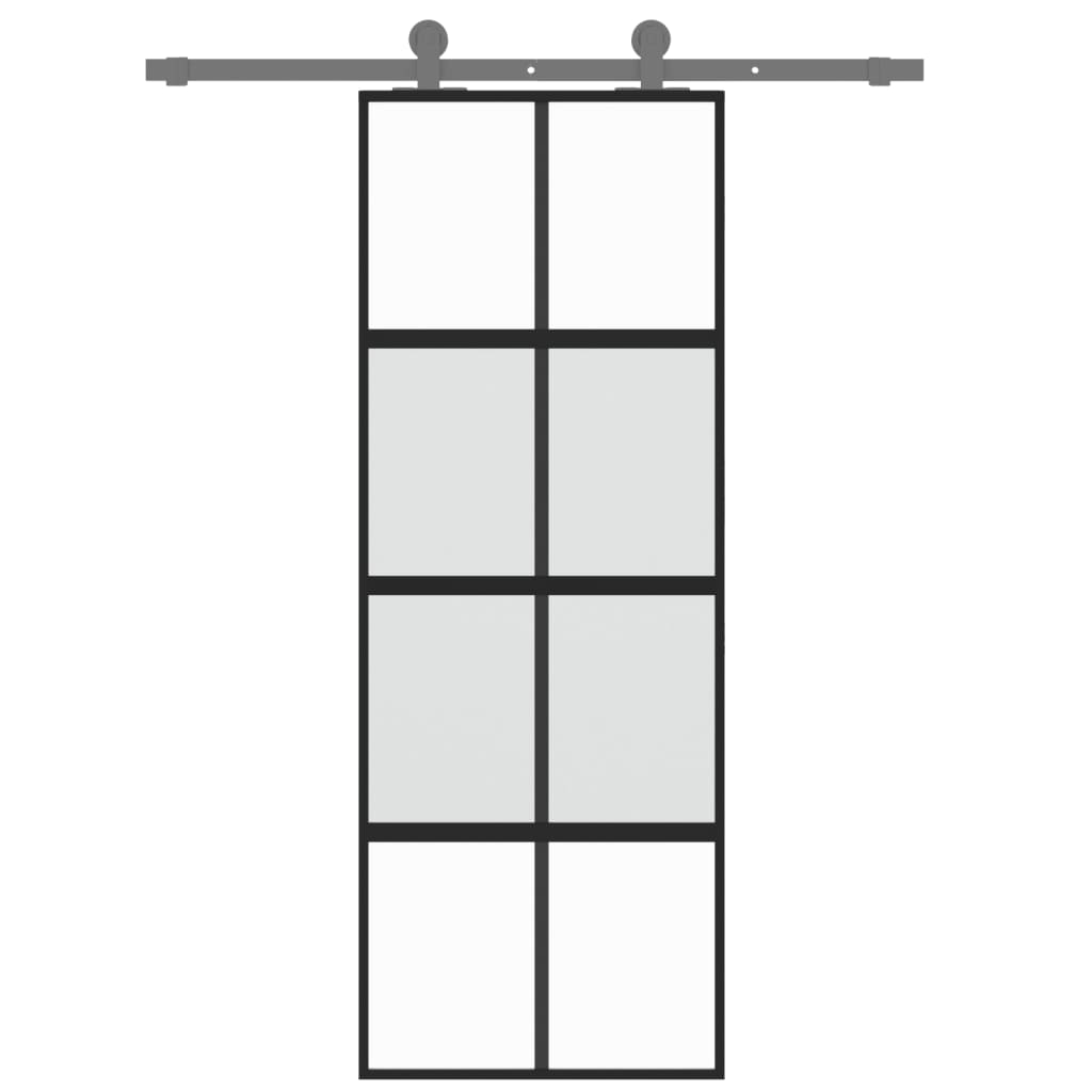 Liukuovi Musta 76X205 Cm Karkaistu Lasi Ja Alumiini