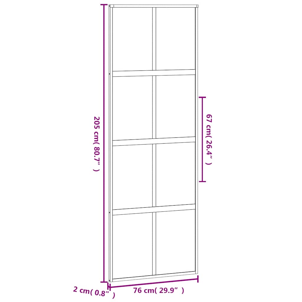 Liukuovi Musta 76X205 Cm Karkaistu Lasi Ja Alumiini