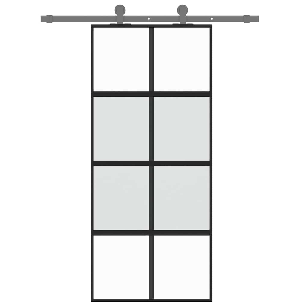 Liukuovi Musta 90X205 Cm Karkaistu Lasi Ja Alumiini