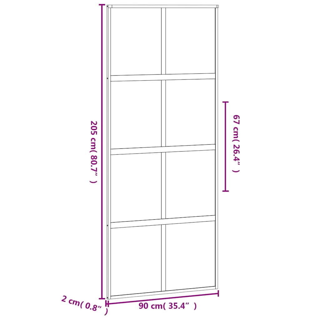 Liukuovi Musta 90X205 Cm Karkaistu Lasi Ja Alumiini