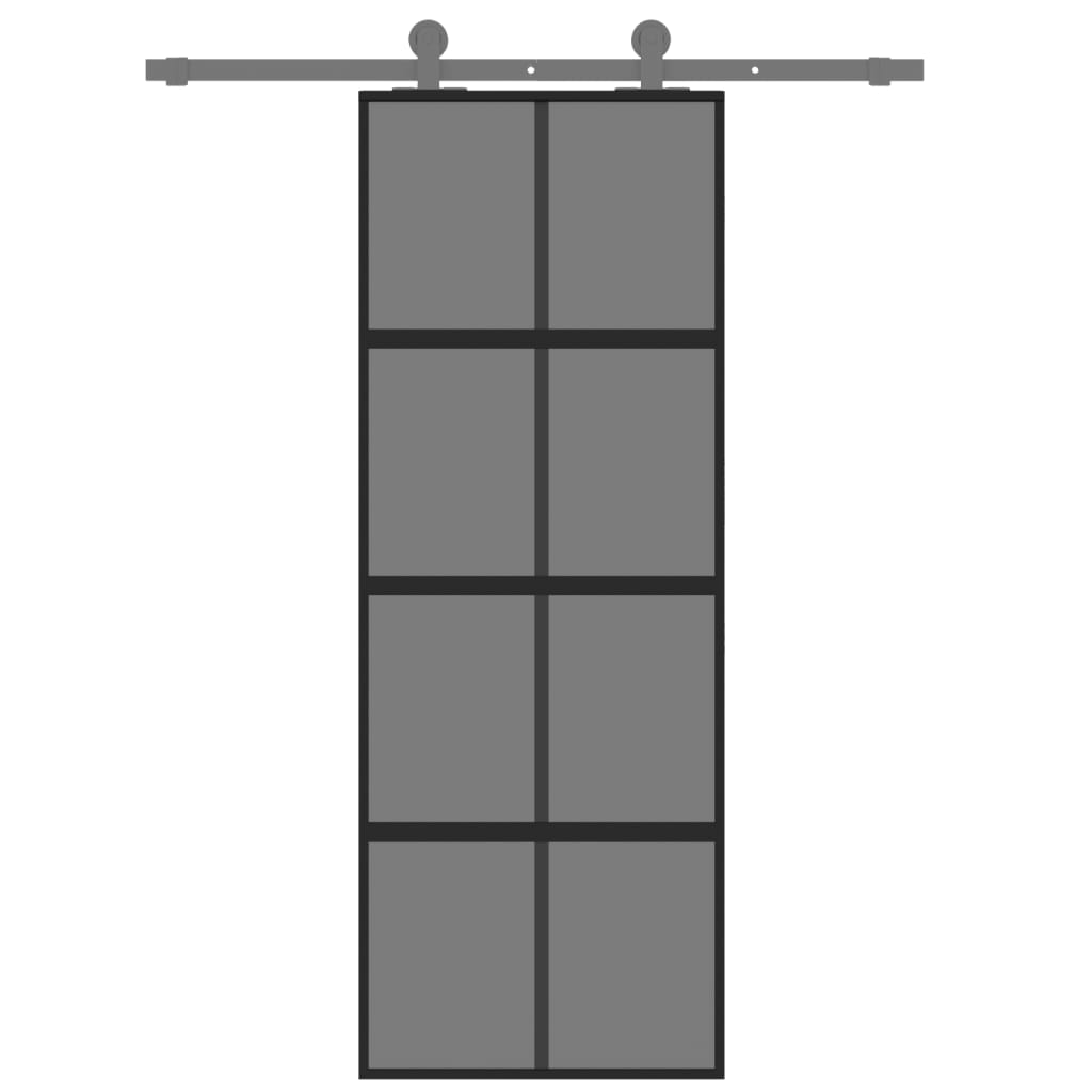 Liukuovi Musta 76X205 Cm Karkaistu Lasi Ja Alumiini