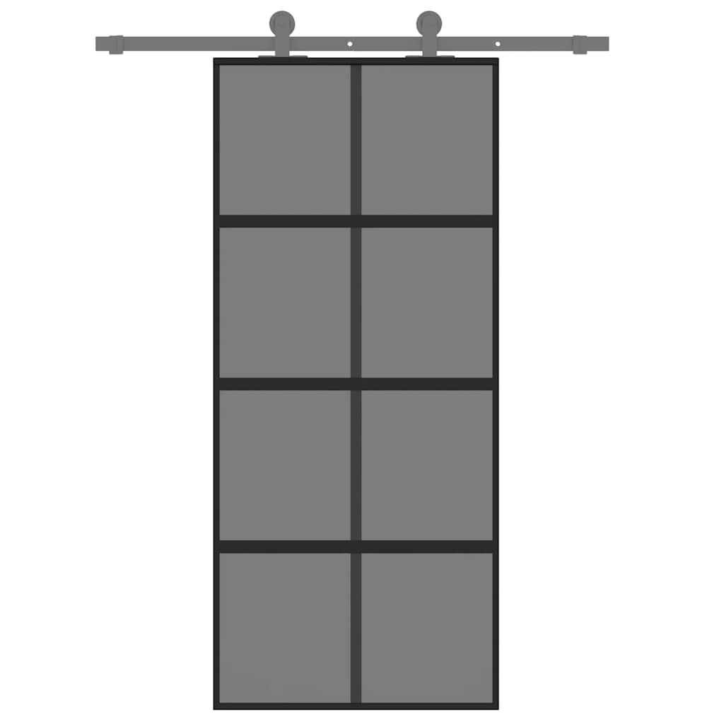 Liukuovi Musta 90X205 Cm Karkaistu Lasi Ja Alumiini