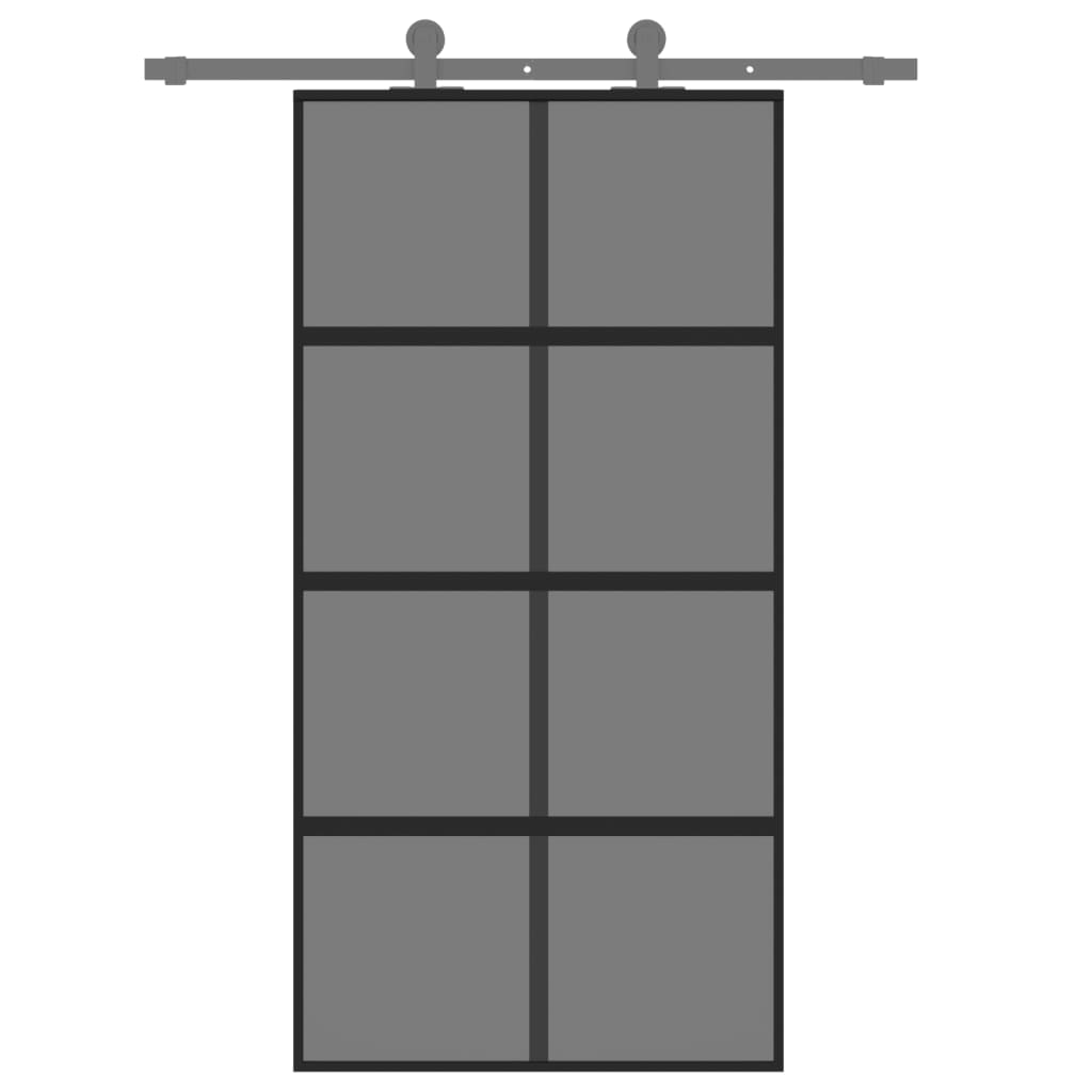 Liukuovi Musta 102,5X205 Cm Karkaistu Lasi Ja Alumiini