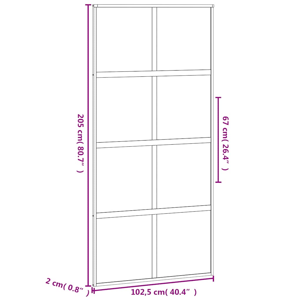 Liukuovi Musta 102,5X205 Cm Karkaistu Lasi Ja Alumiini