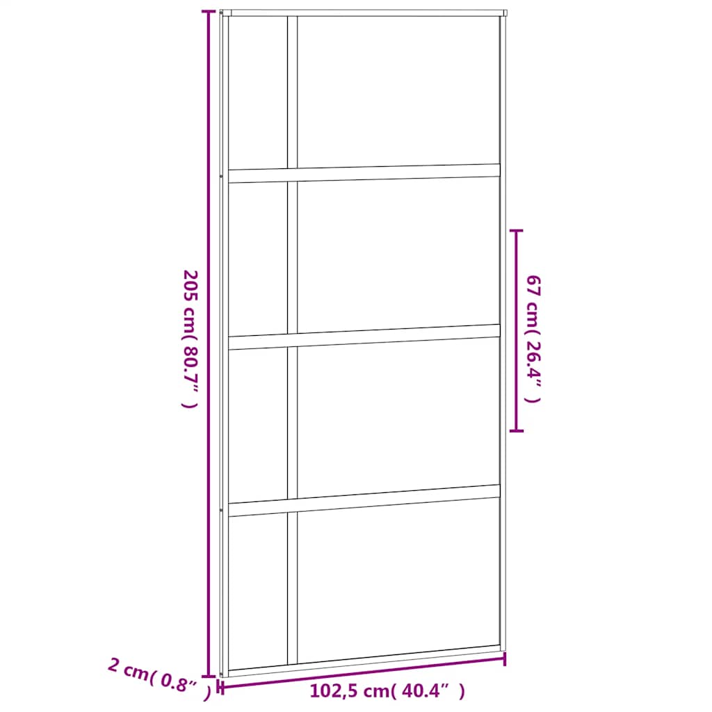 Liukuovi Musta 102,5X205 Cm Karkaistu Lasi Ja Alumiini