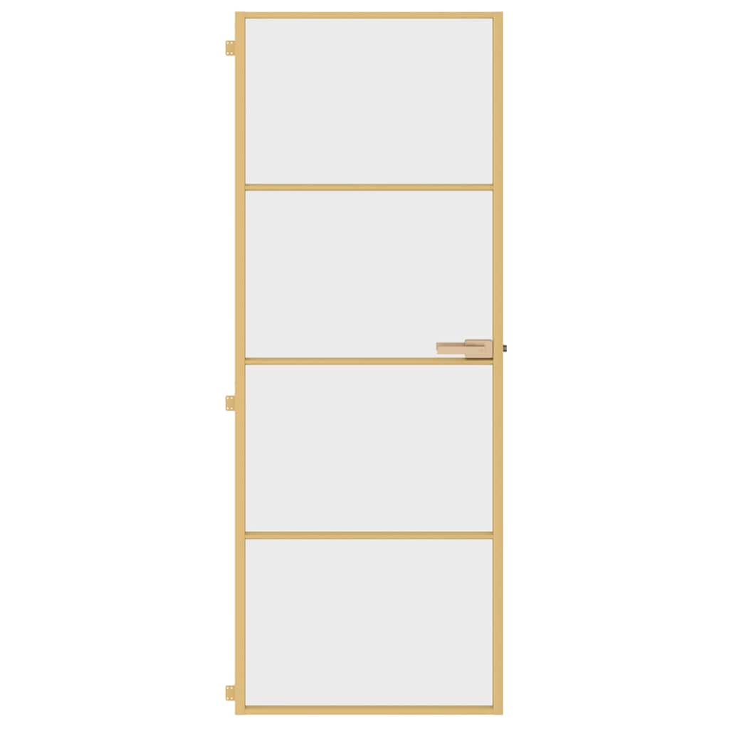 Sisäovi Ohut Kultainen 76X201,5 Cm Karkaistu Lasi Ja Alumiini