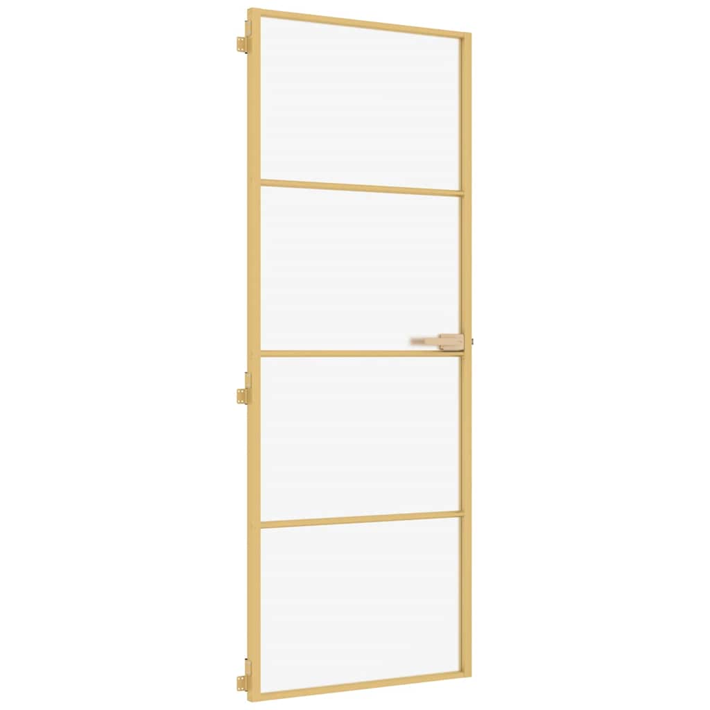 Sisäovi Ohut Kultainen 76X201,5 Cm Karkaistu Lasi Ja Alumiini