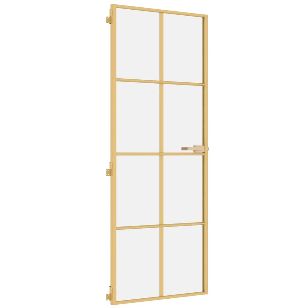 Sisäovi Ohut Kultainen 76X201,5 Cm Karkaistu Lasi Ja Alumiini