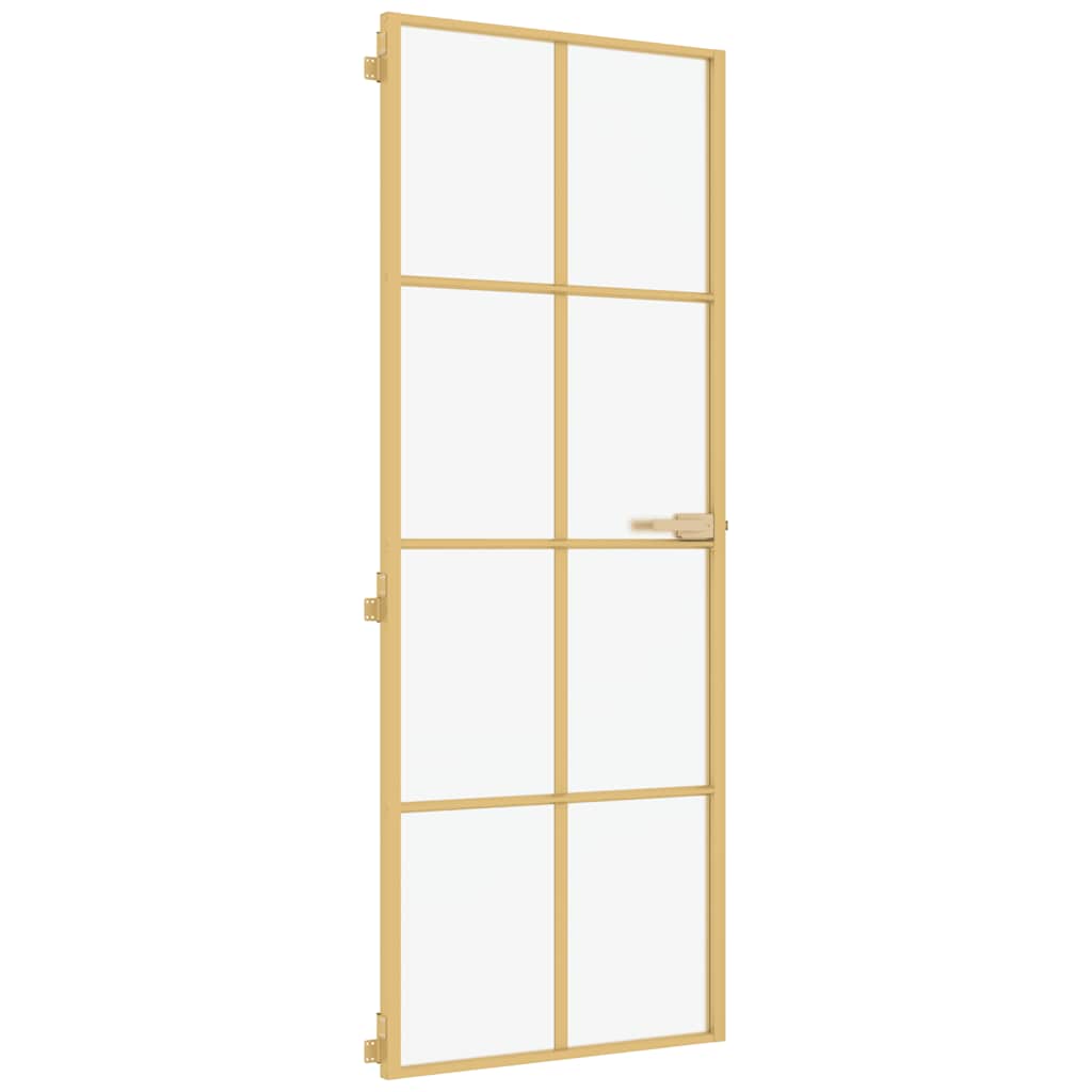 Sisäovi Ohut Kultainen 76X201,5 Cm Karkaistu Lasi Ja Alumiini