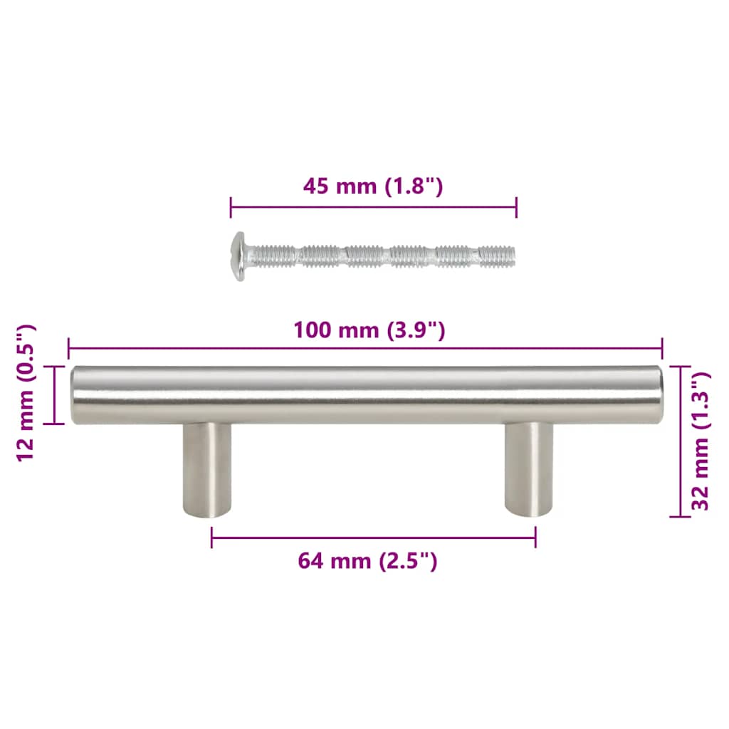 Kaapin Kahvat 10 Kpl Hopea 64 Mm Ruostumaton Teräs