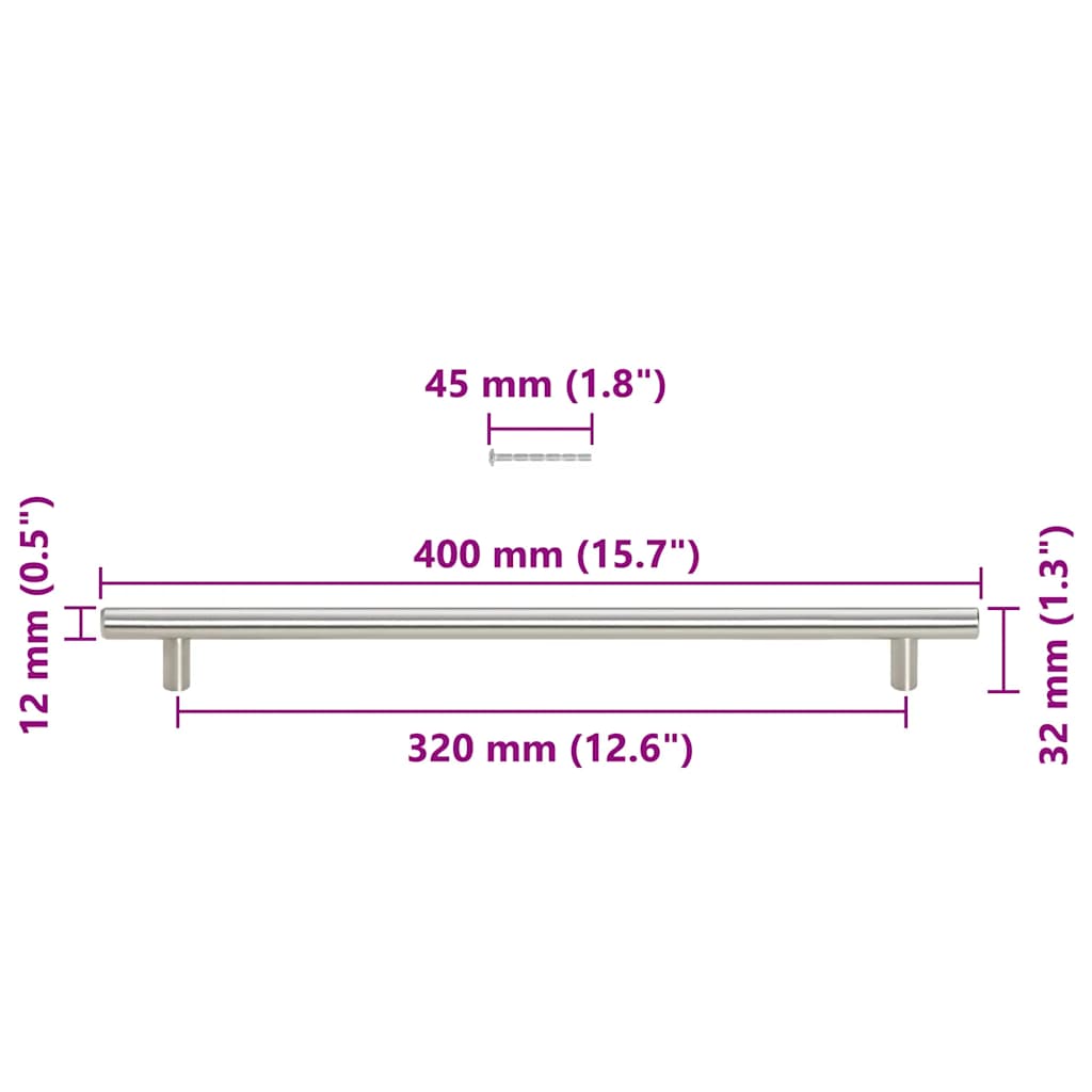 Kaapin Kahvat 5 Kpl Hopea 320 Mm Ruostumaton Teräs